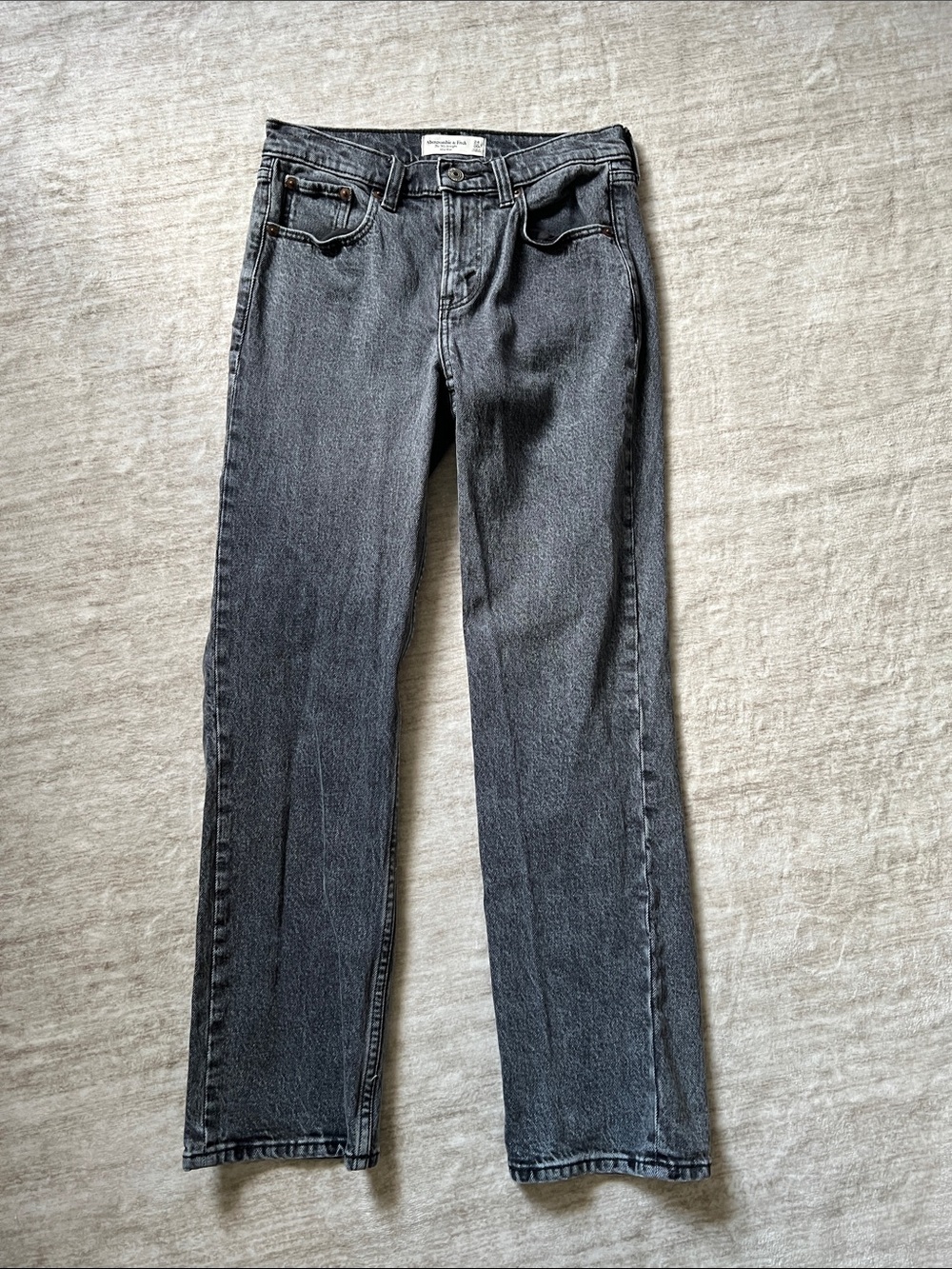 Abercrombie & Fitch High-Rise Straight Leg Jeans in Faded Black